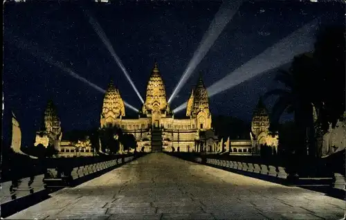 Ak Angkor Wat Kambodscha, Blick bei Nacht
