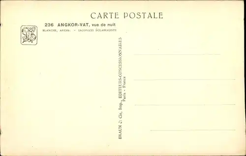 Ak Angkor Wat Kambodscha, Blick bei Nacht