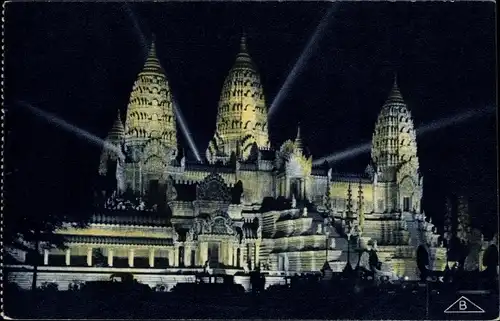 Ak Angkor Wat Kambodscha, Tempel bei Nacht