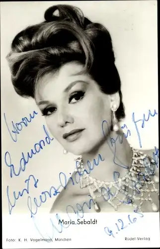 Ak Schauspielerin Maria Sebaldt, Portrait, Autogramm