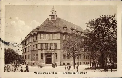 Ak Mühlhausen in Thüringen, Knaben Mittelschule