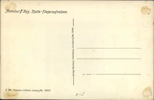 Ak Annaburg Sachsen Anhalt, Fliegeraufnahme