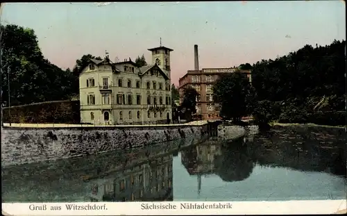 Golden Windows Leuchtfenster Ak Witzschsdorf Gornau Erzgebirge, Sächsische Nähfadenfabrik