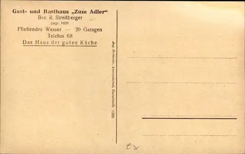 Ak Rudolstadt in Thüringen, Gasthaus zum Adler, Posthalterei