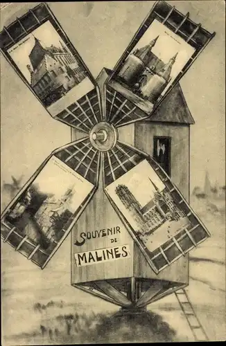 Ak Mechelen Mecheln Malines Flandern Antwerpen, Windmühle, Ortsansichten