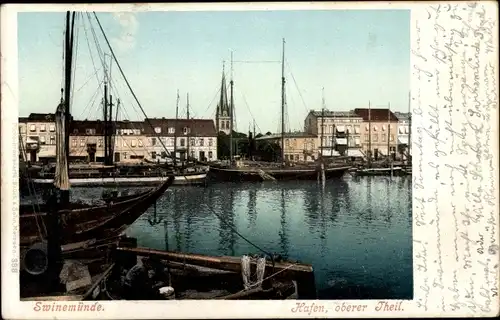 Ak Świnoujście Swinemünde Pommern, Hafen, oberer Teil