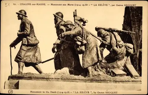 Ak Chalons sur Marne, Monument aux Morts La Releve