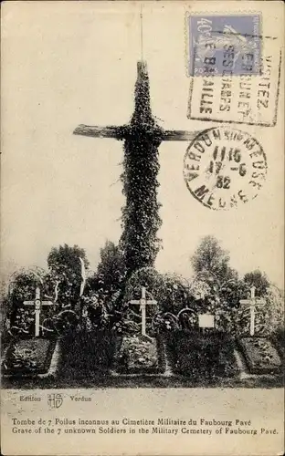 Ak Verdun Meuse, Cimetiere Militaire du Faubourg Pave, Tombe