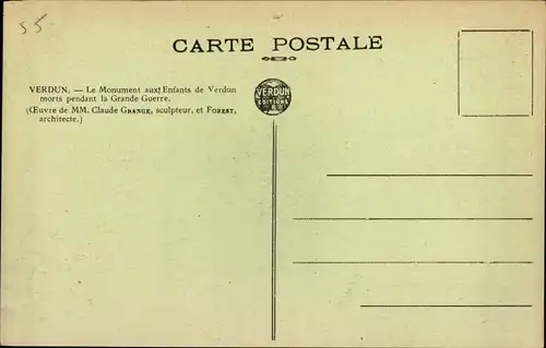 Ak Verdun Meuse, Le Monument aux Enfants de Verdun morts pendant la Grande Guerre