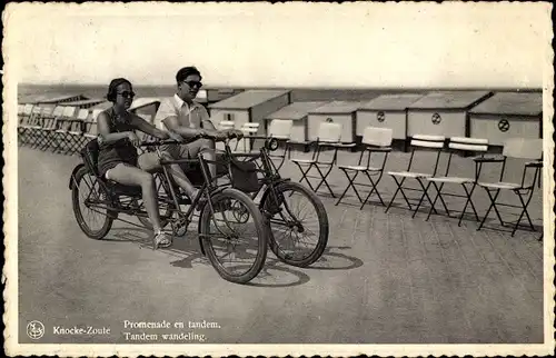 Ak Zoute Knokke Heist Heyst Knocke sur Mer Westflandern, Tandem wandeling