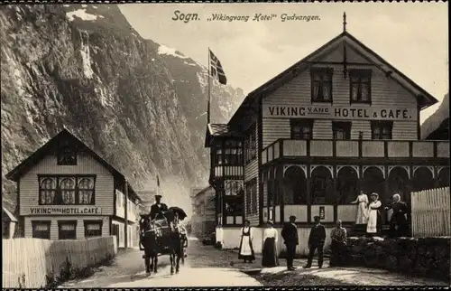 Ak Sogn Gudvangen Norwegen, Vikingvang Hotel, Kutsche