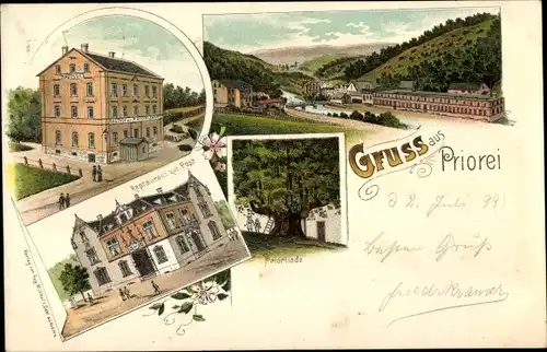 Litho Priorei Hagen in Westfalen, Restaurant zur Post, Priorlinde