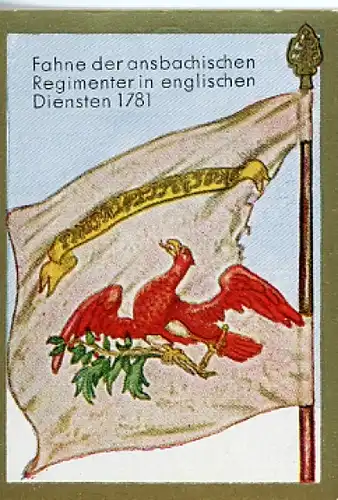 Sammelbild Historische Fahnen Bild 158, Fahne der ansbachischen Regimenter in engl. Diensten 1781