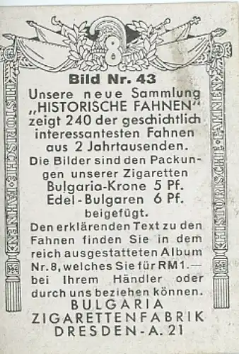 Sammelbild Historische Fahnen Bild 43, Banner f. d. Deutschen Orden kämpfenden Westfälischen Ritter