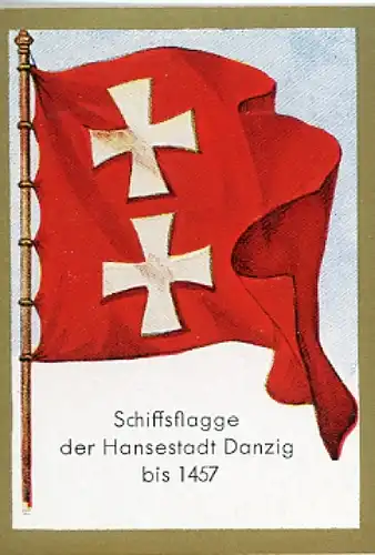 Sammelbild Historische Fahnen Bild 52, Schiffsflagge der Hansestadt Danzig bis 1457