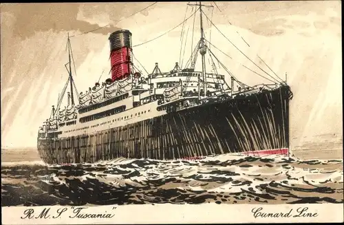 Künstler Ak Dampfer RMS Tuscania, Cunard Line