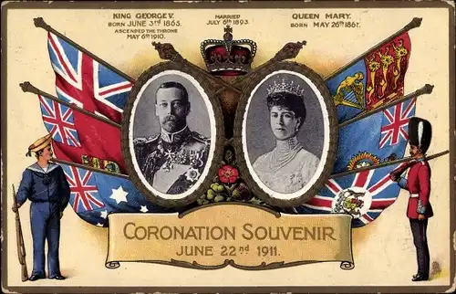 Passepartout Ak König Georg V. von England, King George V., Queen Mary, Coronation 1911