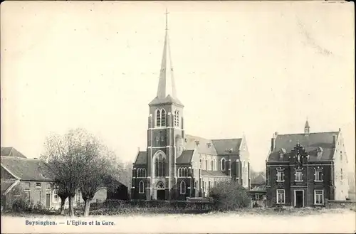 Ak Buysinghen Buizingen Flämisch Brabant, L'Eglise et la Cure