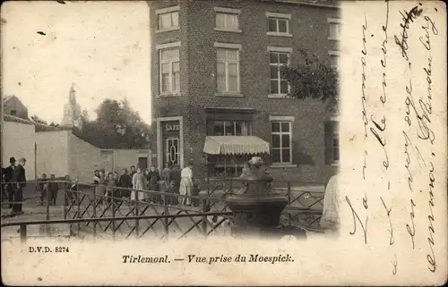 Ak Tirlemont Flämisch Brabant Flandern, Vue prise du Moespick, Cafe