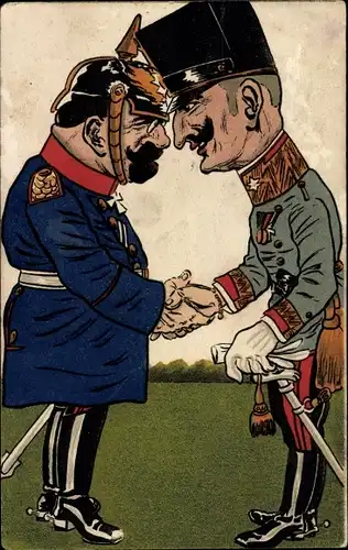 Künstler Ak General Max von Gallwitz, Marschall Ferdinand Foch schütteln sich die Hände