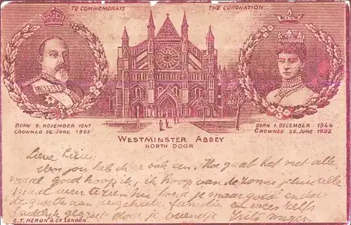 Litho London City, Westminster Abbey, Coronation 1902, Edward VII, Alexandra