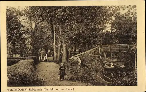 Ak Giethoorn Overijssel Niederlande, Zuideinde, Gezicht op de Kerk