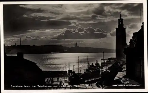 Ak Stockholm Schweden, Motiv fran Tegelbacken med Stadshuset
