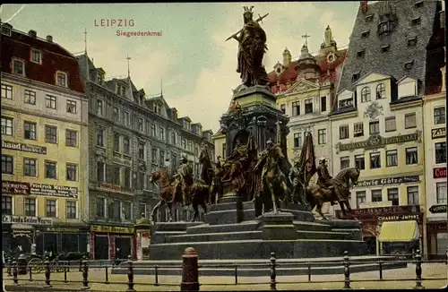 Ak Leipzig in Sachsen, Partie am Siegesdenkmal