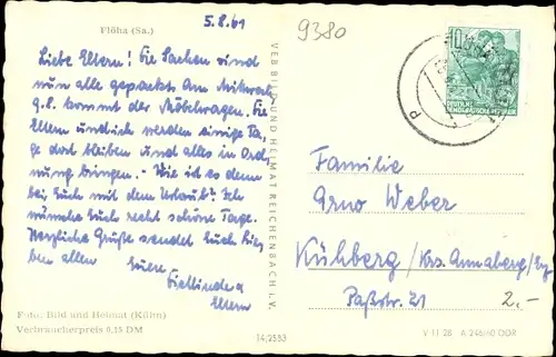 Ak Flöha in Sachsen, Panoramablick