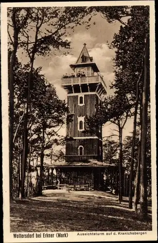 Ak Woltersdorf bei Berlin, Aussichtsturm auf den Kranichsbergen