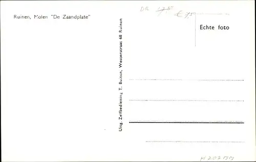 Ak Ruinen Drenthe Niederlande, Molen De Zaandplate