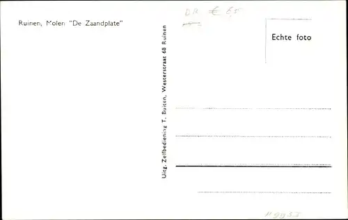 Ak Ruinen Drenthe Niederlande, Molen De Zaandplate