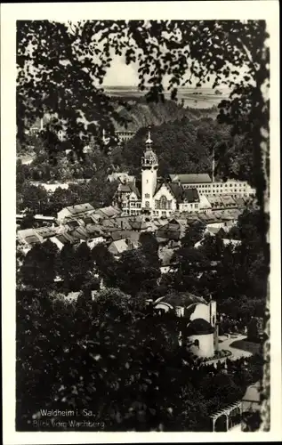 Ak Waldheim in Sachsen, Blick vom Wachberg auf den Ort, Kirche