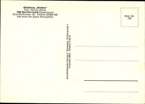 Ak Bad Herrenalb im Schwarzwald, Gasthaus Michele