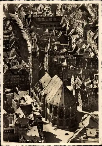 Ak Nürnberg in Mittelfranken, Lorenzkirche, Fliegeraufnahme