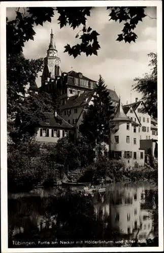 Ak Tübingen am Neckar, Partie am Neckar mit Hölderlinturm und Alter Aula
