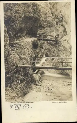 Ak Marktschellenberg Berchtesgadener Land, Almbachklamm, Brücke