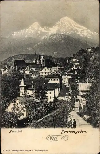 Ak Berchtesgaden in Oberbayern, Nonnthal, Panorama