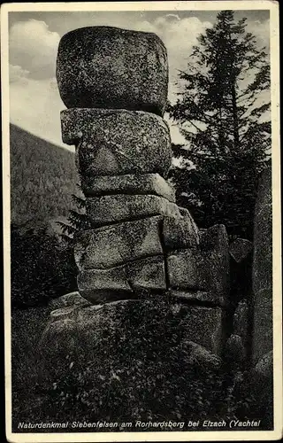 Ak Elzach im Schwarzwald, Naturdenkmal Siebenfelsen am Rorhardsberg