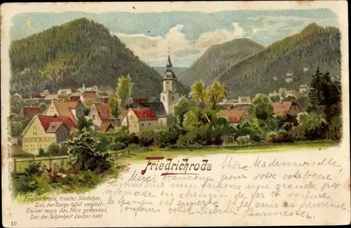 Litho Friedrichroda im Thüringer Wald, Teilansicht