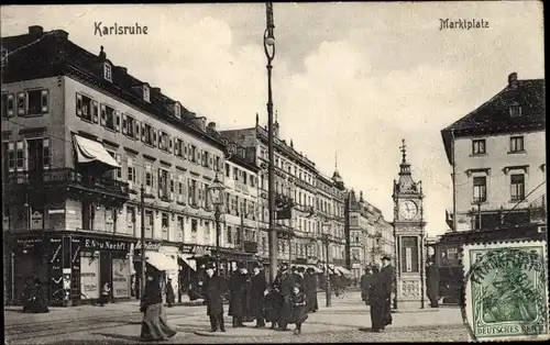 Ak Karlsruhe in Baden, Marktplatz