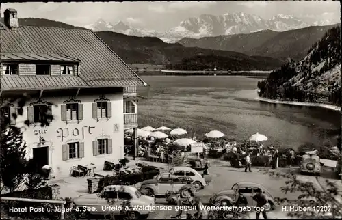 Ak Urfeld am Walchensee Kochel am See, Hotel Post und Jäger a. See