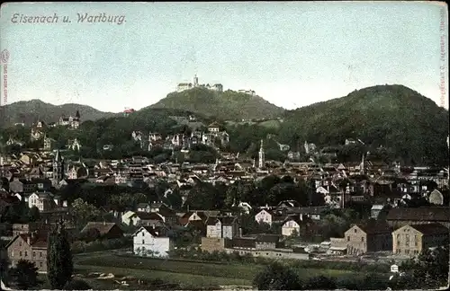 Ak Lutherstadt Eisenach in Thüringen, Totale mit Wartburg