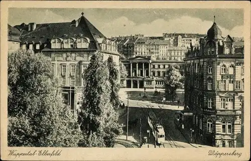 Ak Elberfeld Wuppertal, Döppersberg, Straßenbahn, Häuser im Jugendstil