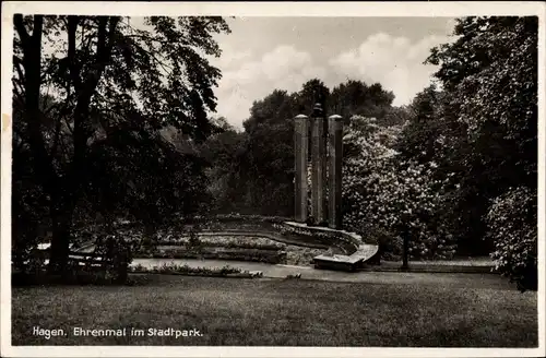 Ak Hagen in Westfalen, Ehrenmal im Stadtpark