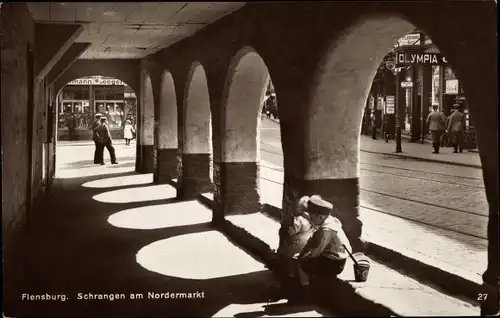 Ak Flensburg in Schleswig Holstein, Schrangen am Nordermarkt