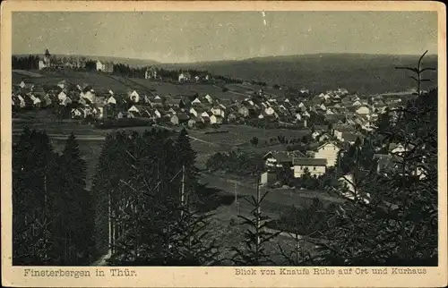 Ak Finsterbergen Friedrichroda in Thüringen, Blick von Knaufs Ruhe auf Ort und Kurhaus