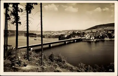 Ak Saalburg in Thüringen, Am Stausee der Bleibergsperre, Ort, Neue Brücke