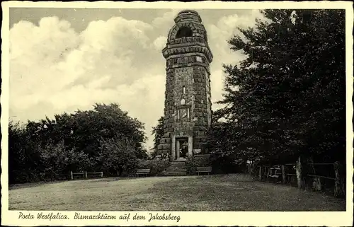 Ak Porta Westfalica an der Weser, der Bismarckturm auf dem Jakobsberg