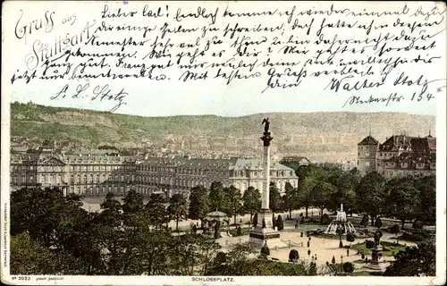 Ak Stuttgart in Württemberg, Schlossplatz, Denkmal
